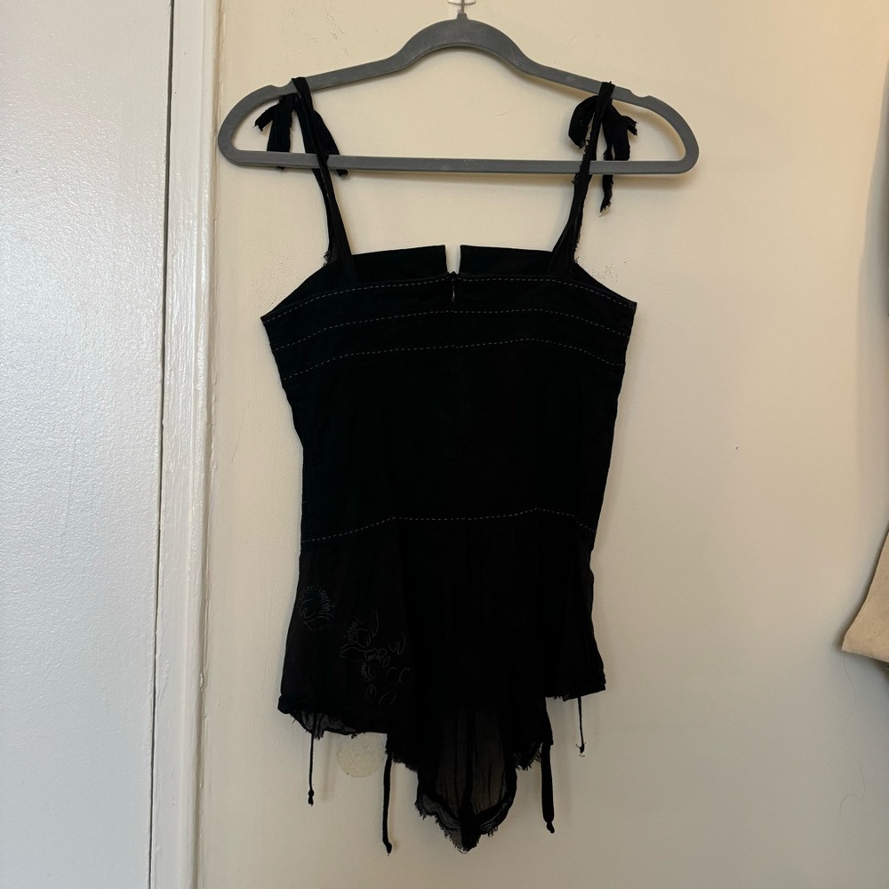 Rare Vintage Cop Copine Distressed & Embroidered Top with Contrast Stitching - Picture 7 of 7